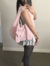 Bunny Ribbon Hobo Bag _ Baby pink