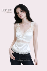 Silk lingerie lace sleeveless top