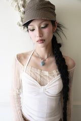 Ribbon crop halter top (2color)