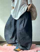 FORMAL CAVE FRONT PLEAT DENIM STRING BALLOON PANTS 💙🩶🖤 - 3 COLORS