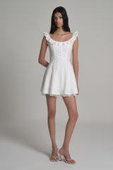 Whipped Frill Lace Dress, White