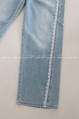 Lace to Buckle Light Blue Wide Pants