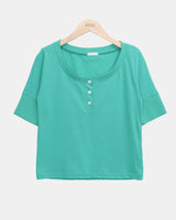 ベトナムボタンポイントカラーショートスリーブTシャツ