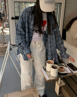 (Unisex)デストロイドチェックシャツ