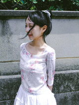 VINTAGE ROSE 3/4 T-SHIRT IVORY