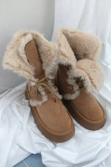 Suede Rabbit Fur Boots