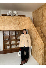 wool kitsch button round fur jacket