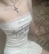 Thankstoo レースチューブトップ (White)