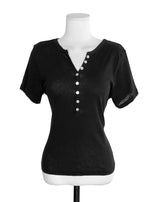 list button loose short sleeve tee