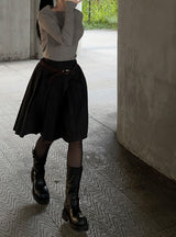 Long midi pleated skirt