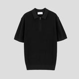 LMN レイニーシルケットハッチセミジップアップ半袖ニット (8 colors)