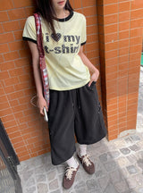 エシニドットパッチリンガー半袖Tシャツ