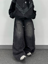 zipper carpenter double-knee pants