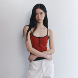 C CONTRAST BUTTON SLEEVELESS TOP_RED