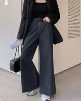 フリースワイドデニムパンツ