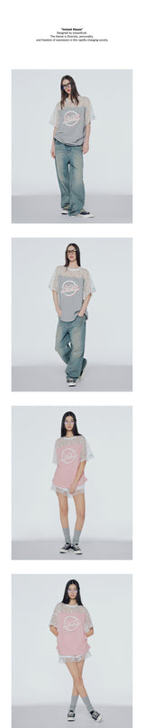 レースミックスシャーリングTシャツ