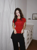 レッドダイアモンドスリム半袖Tシャツ