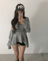 wave asymmetric flare knit cd + top set