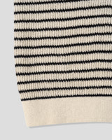 Windy Buckle Stripe Collar Short Sleeve Knit