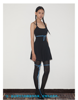 rirri SS 100% Cotton Jacquard Camisole Dress with Smocked Waist in Slimming Black (Excluding Blue Sash)