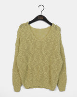 chope snowflake wool loose-fit boat neck boukle knitwear
