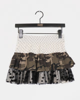 Coren Camo Dot Tiered Mini Skirt