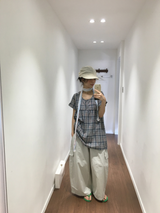 Dottie check short-sleeve blouse (3color)