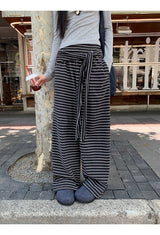 ストライプストラップレースバンドパンツ