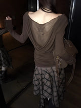 Back Rose See-Through Long Sleeve T-Shirt