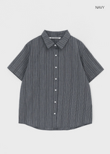 [MADE] Robyou Loose Fit Striped Short Sleeve Shirt