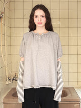 Back ribbon flare top / gray
