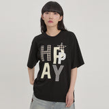 ハッピー パッチワーク ハーフスリーブ Tシャツ
