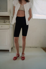 Rib biker leggings_black