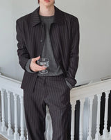 Bonnen Stripe Hidden Button Blazer