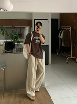 Cool Pin Tuck Linen Wide Pants