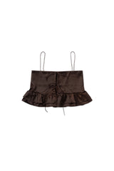 Tie satin blouse_brown