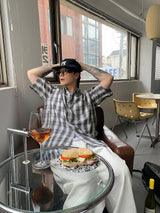 No.1255 T check half SHIRT (3color)