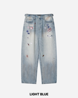 Sticker Print Denim Pants