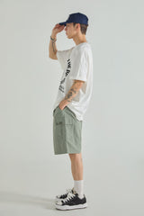 パッチポイントナイロンカーゴハーフパンツ - KHAKI