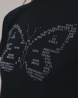 テキストバタフライクロップTシャツ-BLACK