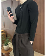 [MUSCLE FIT] Shoulder golgi henry neck sleeves(2color)