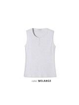 Henley neck sleeveless tee