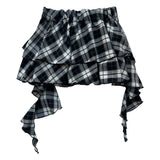 Bohemian uncut frill banding tartan check mini skirt (2 colors)