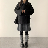 Bomi A-line pleated check midi skirt 