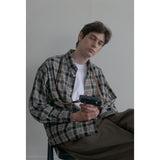 Vintage washing beige check shirts