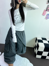 ロビン🤍プリンティングレザータトゥーロングスリーブTシャツ🩶🖤🤍3カラー
