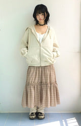 Meirin Shirring Checkered Skirt