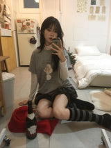 ストライプニーソックス