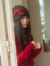 Ribbon Lettering Beanie - Brown