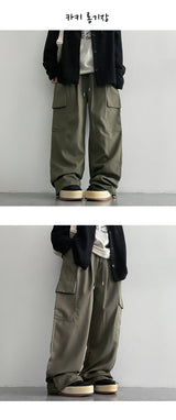 [3 Tier Length] [S–2XL] Tida Tantan Pintuck Banding Cargo Wide Pants (6 colors)